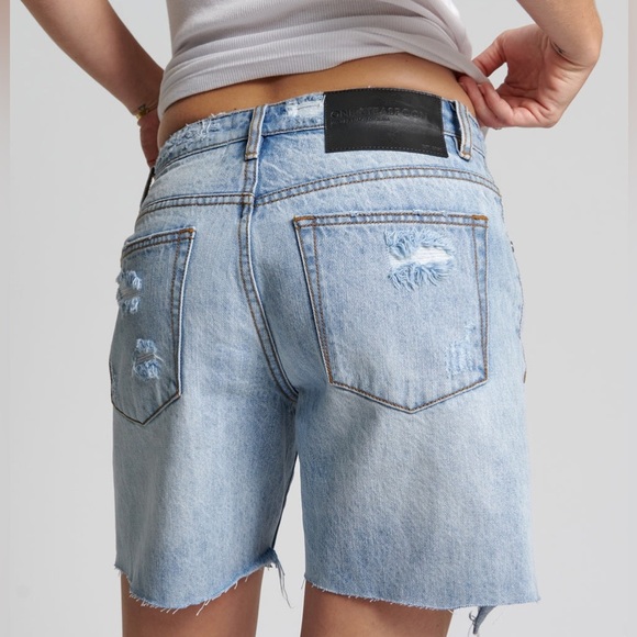 NWT Free People x One Teaspoon Jacksons MW short distressed frayed Ocean size 31 - Picture 3 of 12